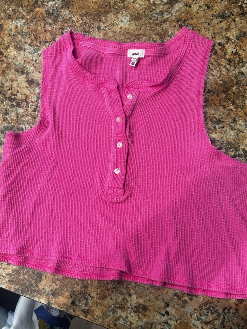 Aerie size Large Bubblegum Pink Waffle Tank Like New